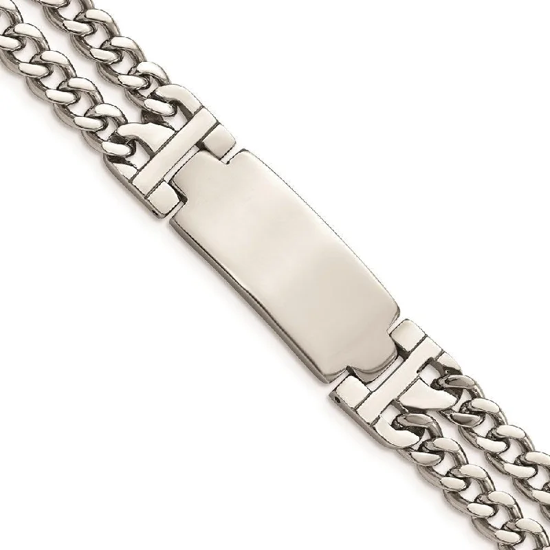 ladies bracelets ruby-Stainless Steel Polished Adjustable 7.75 with 1/2 inch ext. ID Bracelet