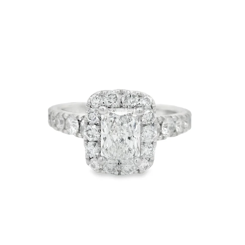 Ladies engagement rings romantic gift -Neil Lane 1.01CT SI2/F GIA Radiant Diamond Halo Engagement Ring