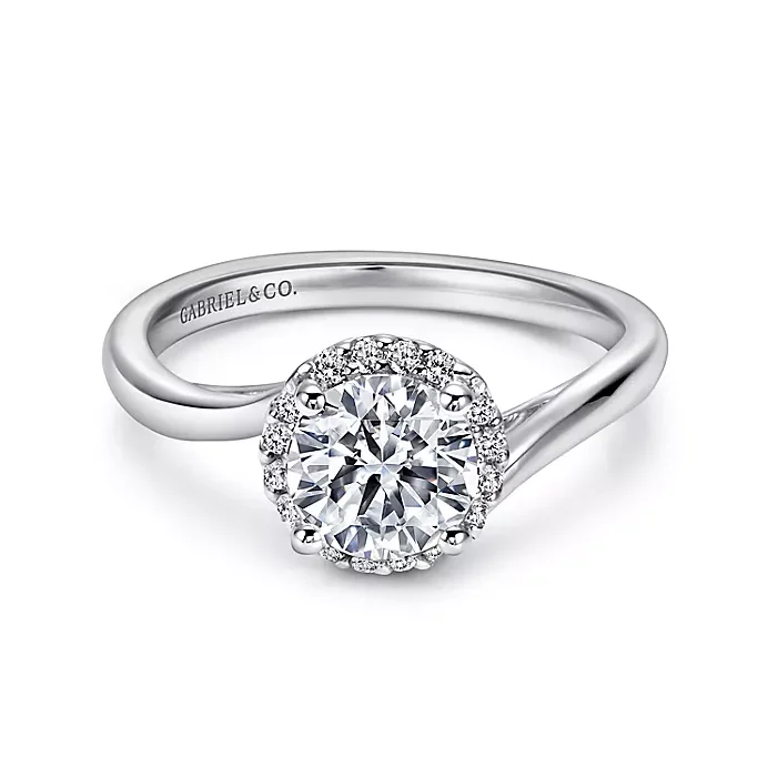 Ladies engagement rings best friend -Amalfi - 14K White Gold Round Halo Diamond Engagement Ring