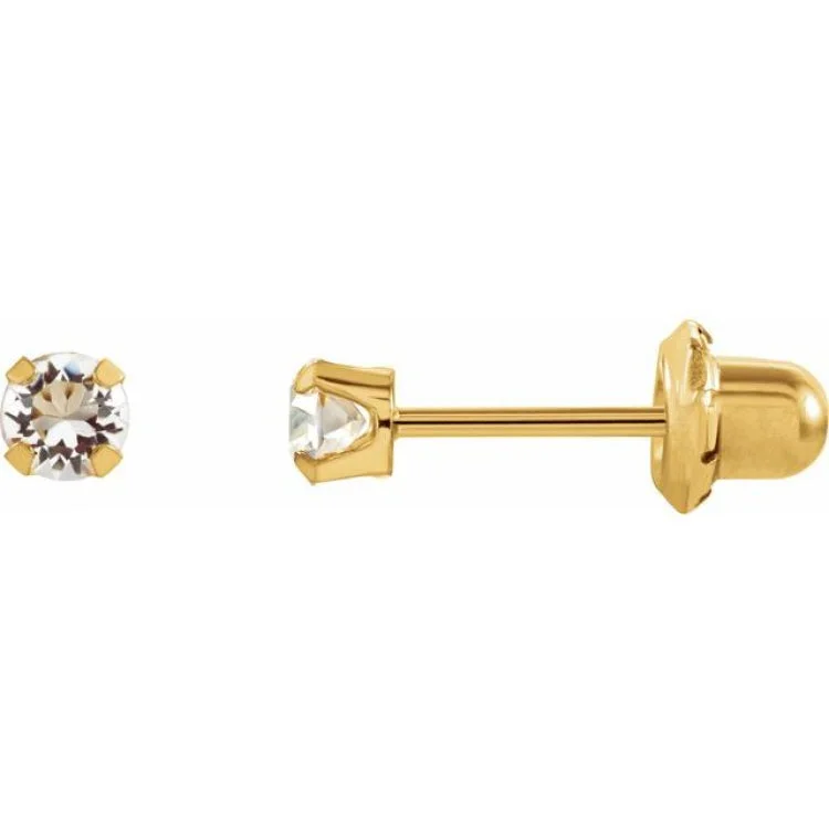 Ladies earrings travel theme -14K Yellow Imitation Sapphire InvernessÂ® Piercing Earrings