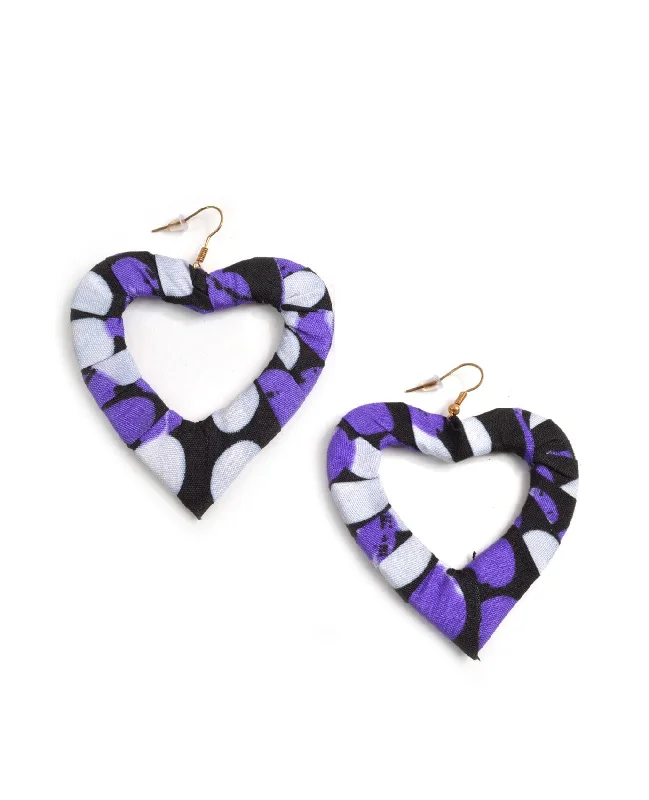 Ladies earrings quartz crystal -Heart Fabric Earrings