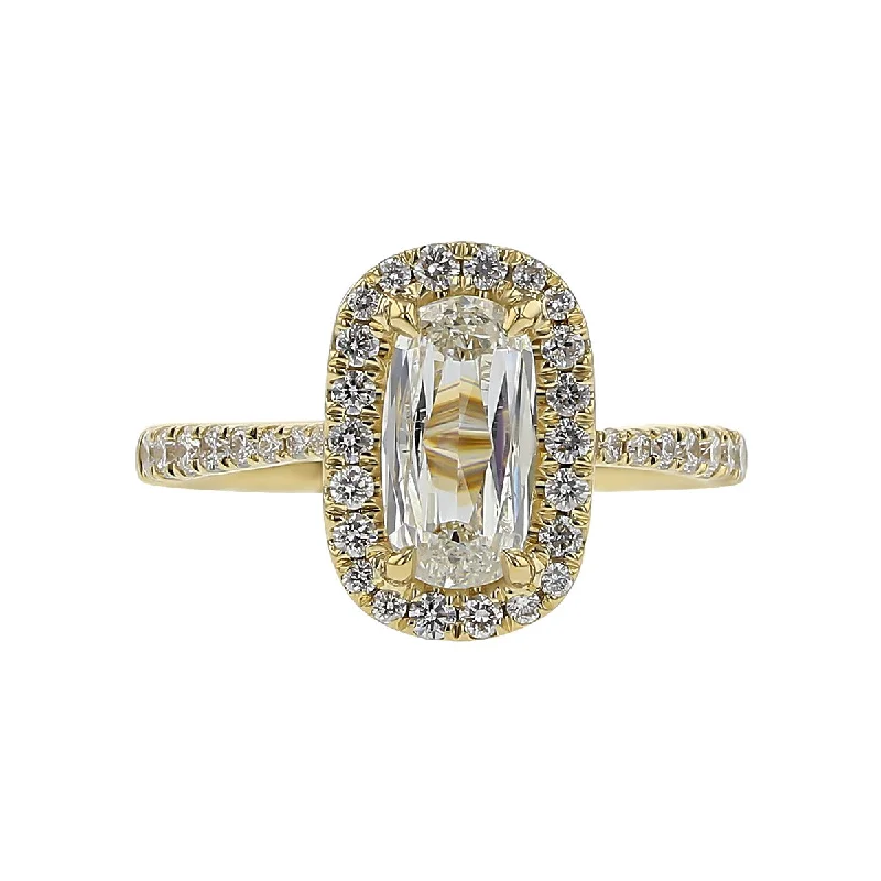 Ladies engagement rings mixed metals -14K Gold Cushion-cut Diamond Halo Engagement Ring