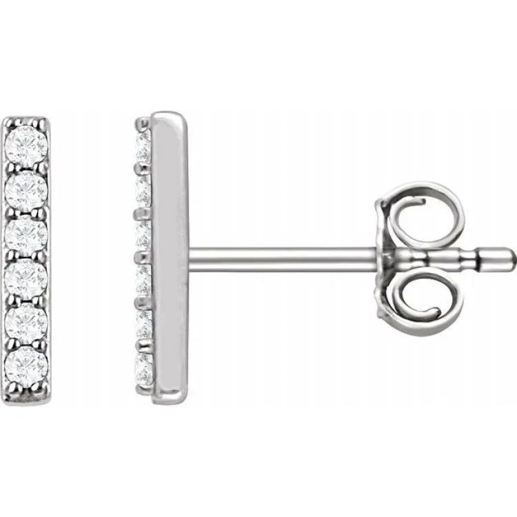 Ladies earrings pastel tones -Platinum 1/10 CTW Natural Diamond Bar Earrings