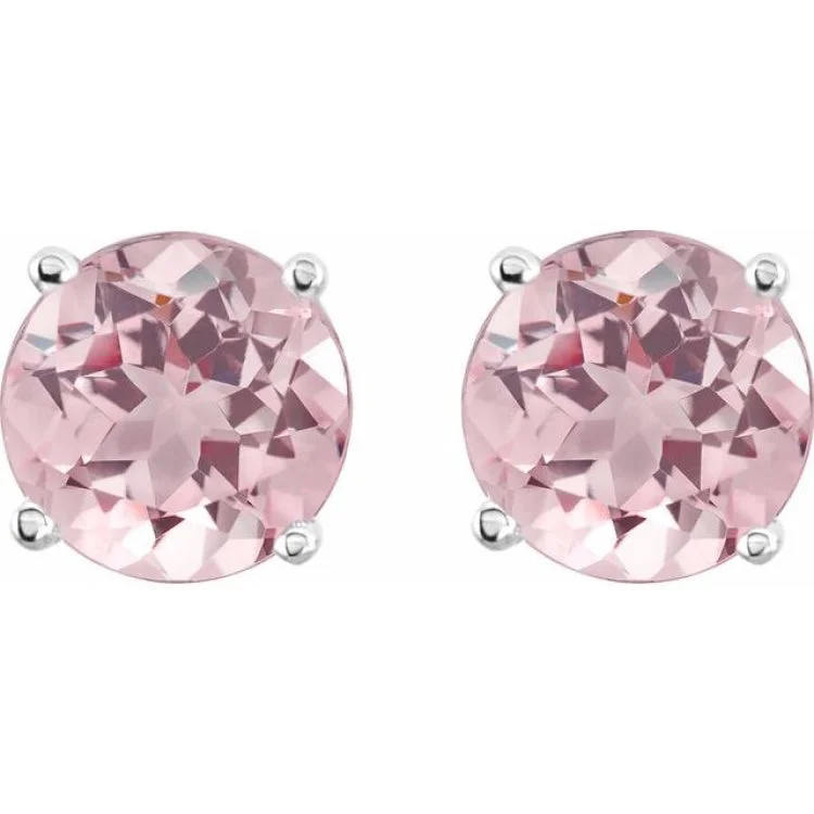 Ladies earrings party style -14K White 5 mm Natural Pink Morganite Stud Earrings