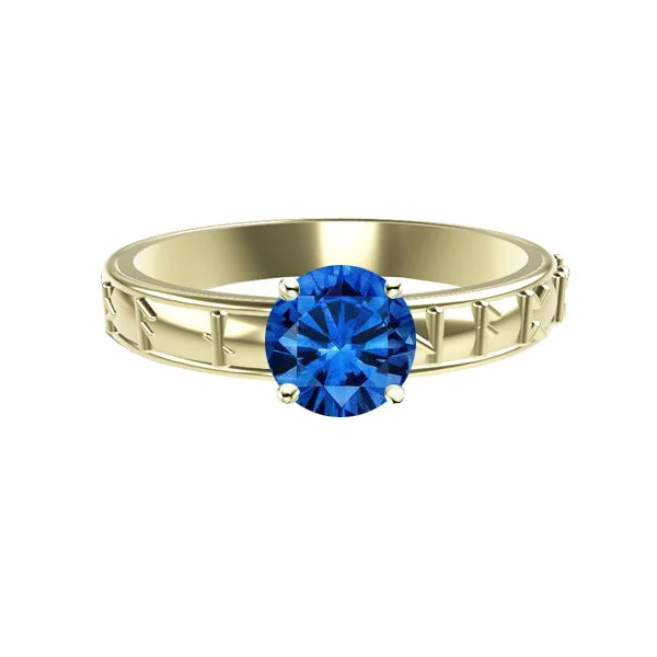 Ladies engagement rings honeymoon style -EDINBURGH LOVE RUNIC ENGAGEMENT RING WITH SAPPHIRE