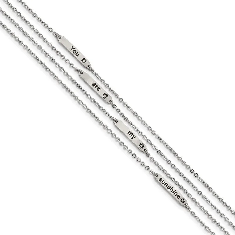 ladies bracelets sale-Stainless Steel Polished Enameled SUNSHINE 6.5in w/.75in ext. Bracelet