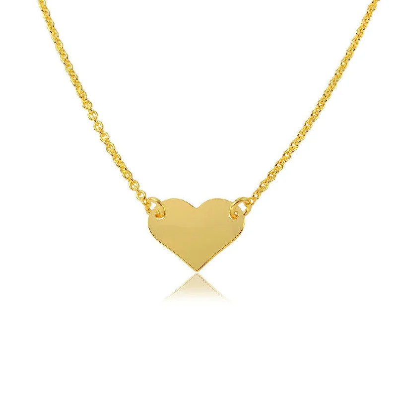 ladies necklaces reviews-Silver 925 Gold Plated High Polished Heart Necklace - DIN00044GP