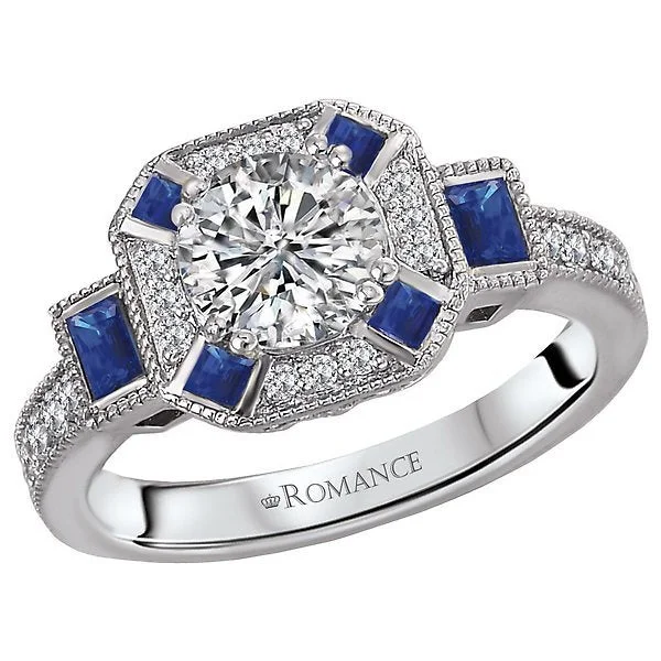 Ladies rings sunset colors -14KT WHITE GOLD .37 CTW SAPPHIRE & 1.25 CTW DIAMOND VINTAGE RING