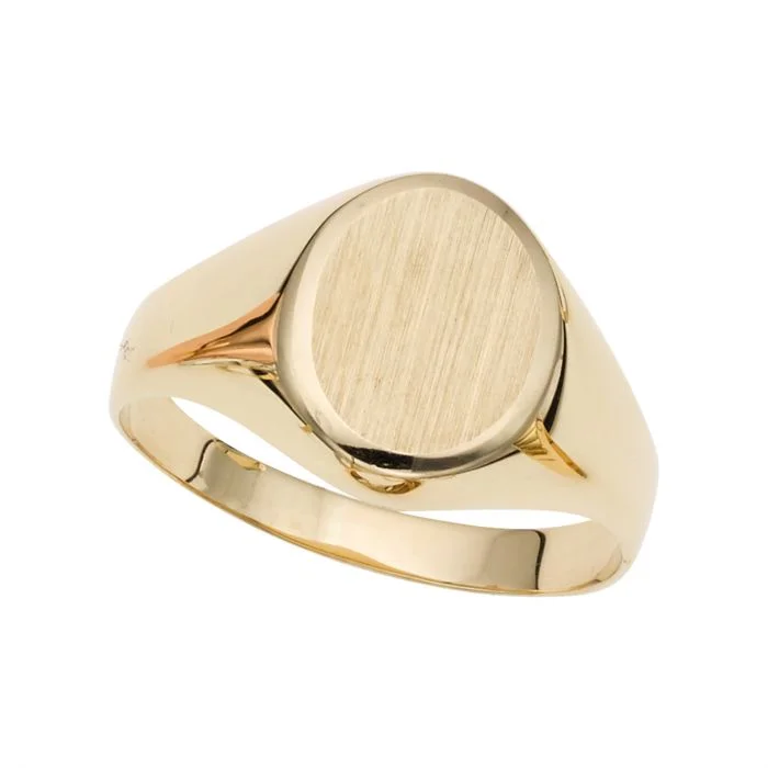 Ladies rings irish heritage -EMILIQUE 14 KARAT YELLOW GOLD OVAL SATIN SIGNET RING