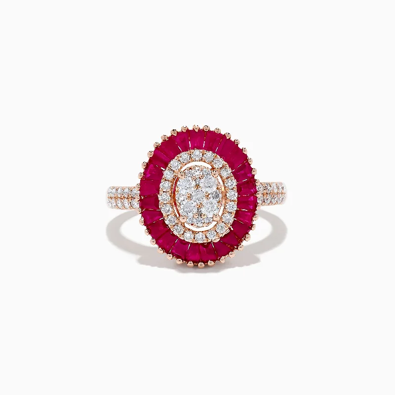 Ladies rings for gifts -Ruby Royale 14K Rose Gold Ruby and Diamond Ring