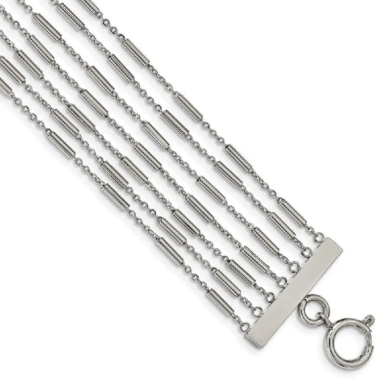 ladies bracelets materials-Stainless Steel Polished Multi Strand 7.5in Bracelet