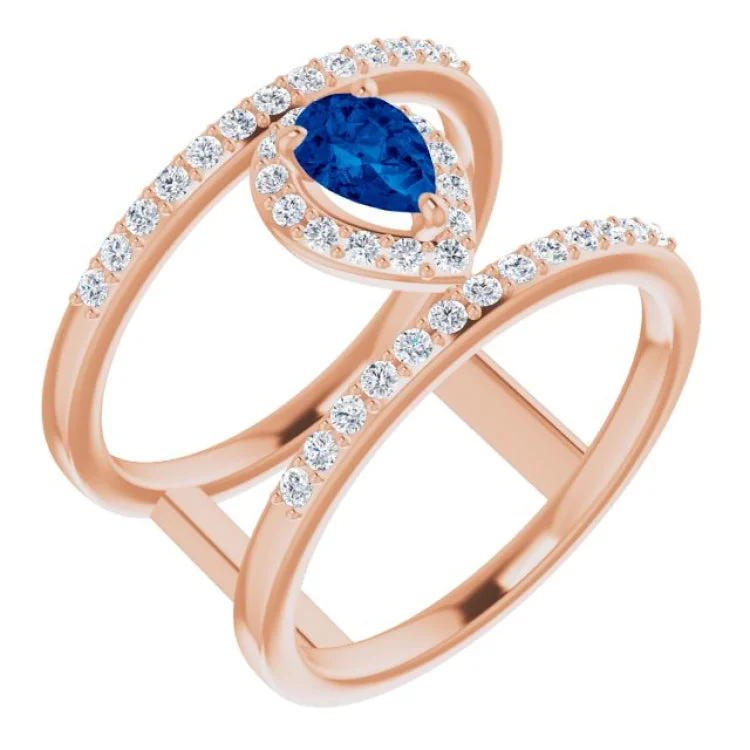 Ladies rings tourmaline pink -14K Rose Natural Blue Sapphire & 1/3 CTW Natural Diamond Ring