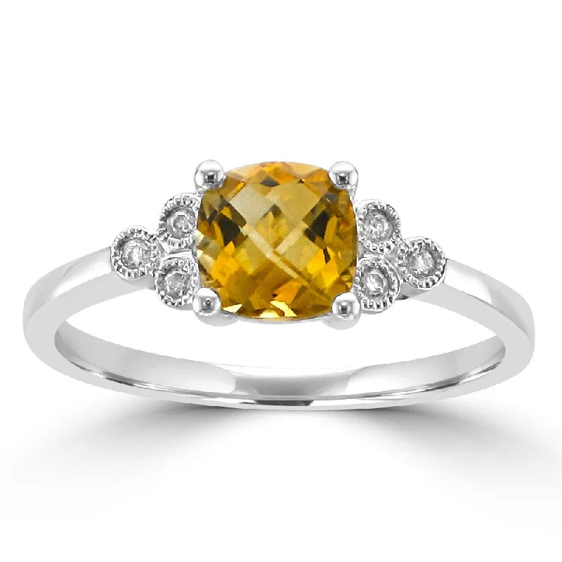 Ladies rings victorian era -14KT WHITE GOLD 1 1/4 CT CITRINE & .049 CTW DIAMOND RING