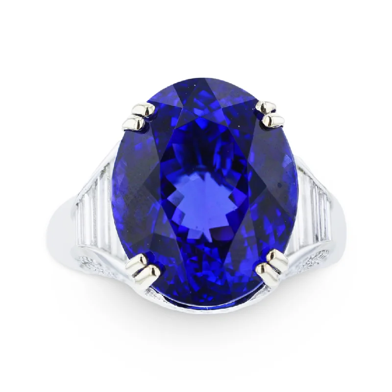 Ladies rings citrine stone -JULEVE 18KT WHITE GOLD 17.44CT TANZANITE & 2.80CTW DIAMOND RING