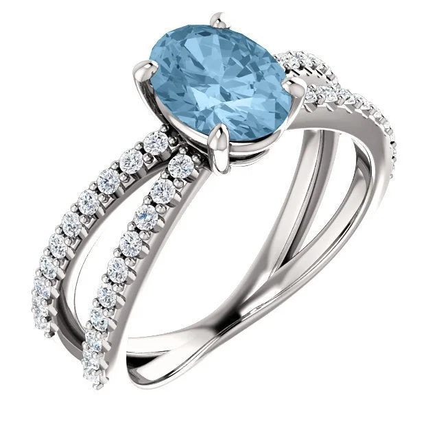 Ladies rings nature inspired -14KT GOLD 1.60 CT SKY BLUE TOPAZ & 1/3 CTW DIAMOND CRISS-CROSS RING