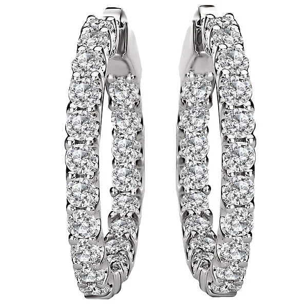 Ladies earrings wood drop -Ladies Fashion Diamond Hoop Earrings