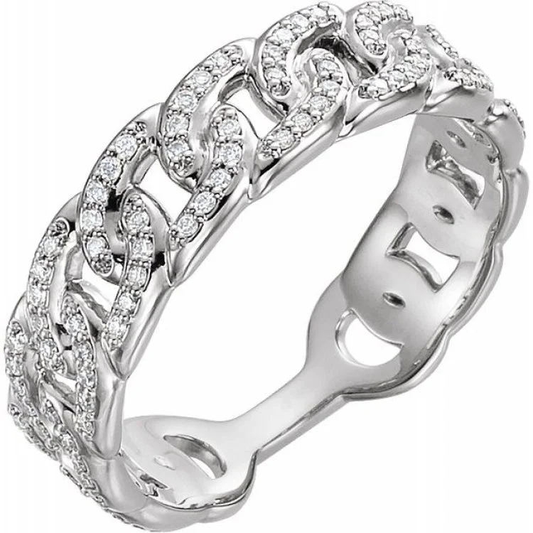 Ladies rings smoky quartz -Platinum 1/4 CTW Diamond Stackable Chain Link Ring