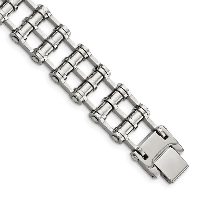 ladies bracelets premium-Stainless Steel Polished 8.5in Bracelet