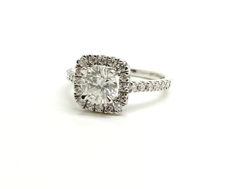 Ladies engagement rings heirloom quality -Classic Halo Diamond Engagement Ring