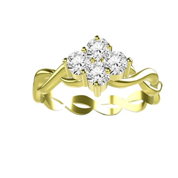 Ladies engagement rings proposal gift -DIAMOND CLUSTER CELTIC TWIST ENGAGEMENT RING IN GOLD