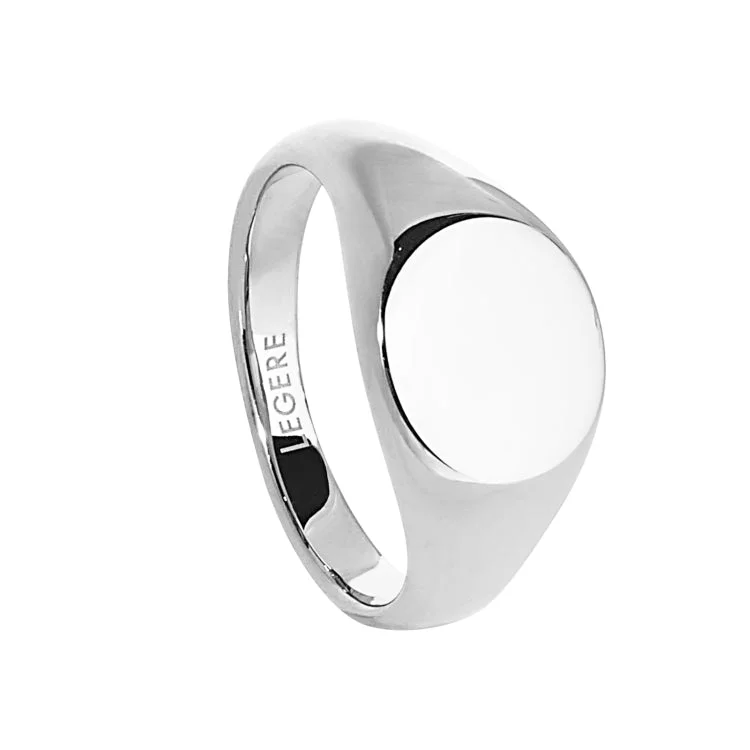 Ladies rings pre engagement -Stainless Steel Round Signet Ring  - Size 10