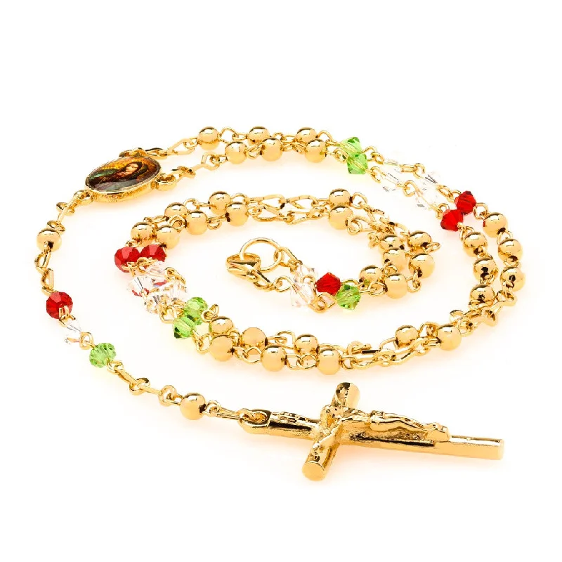 ladies necklaces hypoallergenic-Rosary Necklace, Colorful Crystal Prayer Beads