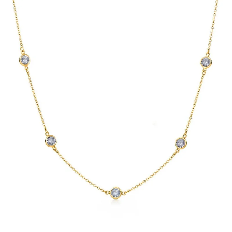 ladies necklaces pandora-Gold Plated 925 Sterling Silver Chain Necklace with CZ - STP00863GP