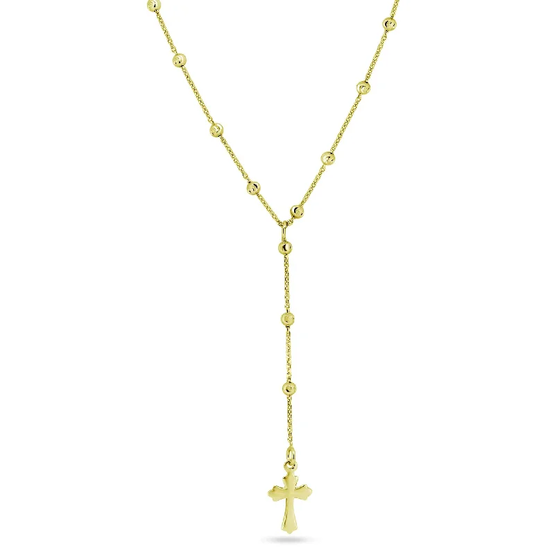 ladies necklaces turquoise-Gold Plated 925 Sterling Silver Beaded Rosary  Necklace - GCP00004-GP