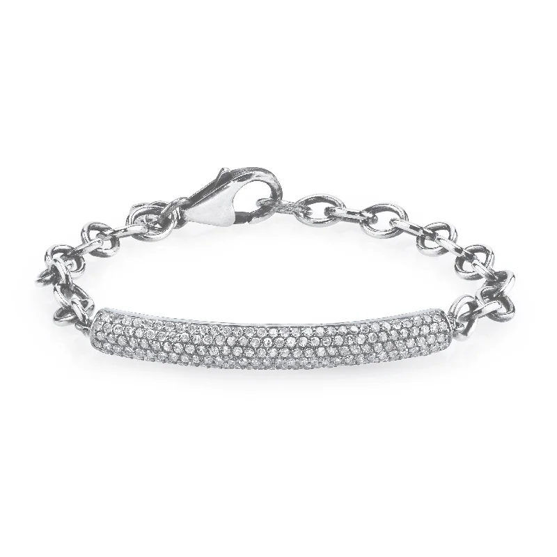 ladies bracelets deals-Link Chain Bracelet with Diamond Bar