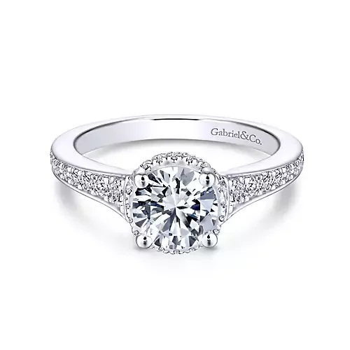 Ladies engagement rings nordic style -Eden - 14K White Gold Round Diamond Engagement Ring