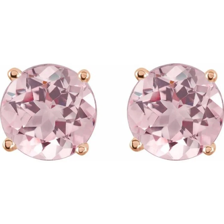 Ladies earrings with gemstones -14K Rose 5 mm Natural Pink Morganite Stud Earrings