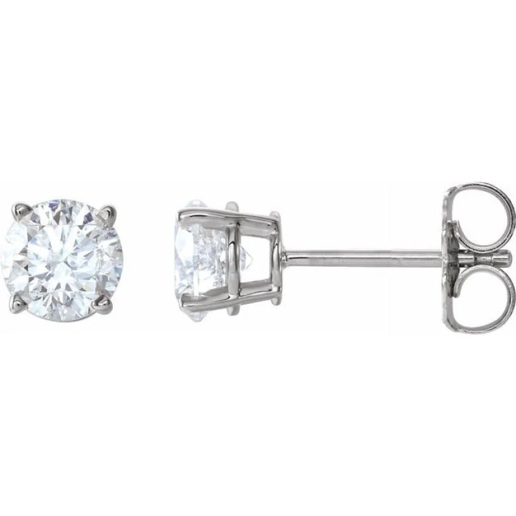 Ladies earrings rare gemstones -14K White 1 CTW Natural Diamond Stud Earrings