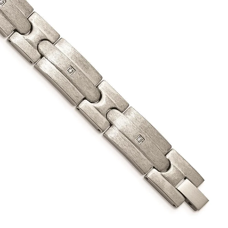 ladies bracelets celebration-Stainless Steel Brushed CZs Bracelet