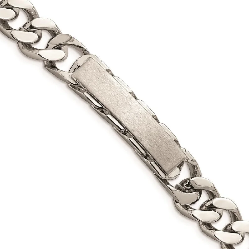 ladies bracelets vintage style-Stainless Steel Brushed and Polished 8.5in ID Bracelet