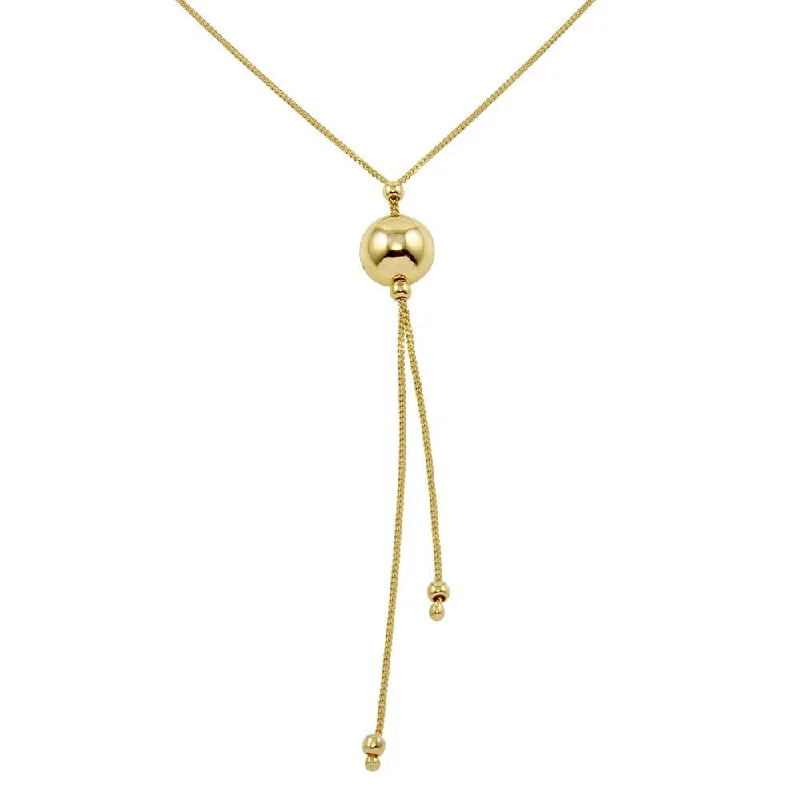 ladies necklaces cartier-Gold Plated 925 Sterling Silver Drop Bead Necklace - ECN00029GP