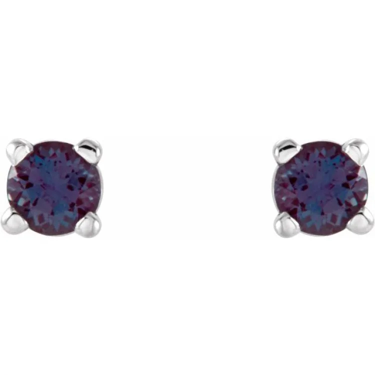 Ladies earrings punk rock -14K White 2.5 mm Lab-Grown Alexandrite Stud Earrings