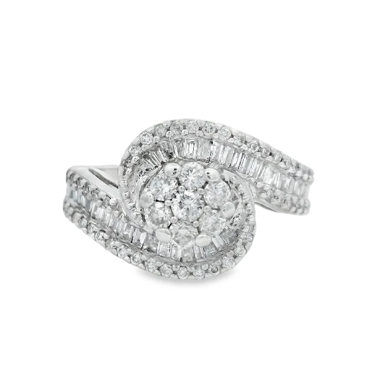 Ladies engagement rings pave setting -White Gold 2CTW Floral Tiwst Diamond Engagement Ring