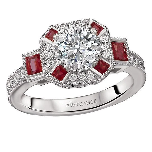 Ladies rings hope symbol -14KT 0.50 CTW RUBY & 1.25 CTW DIAMOND VINTAGE HALO RING