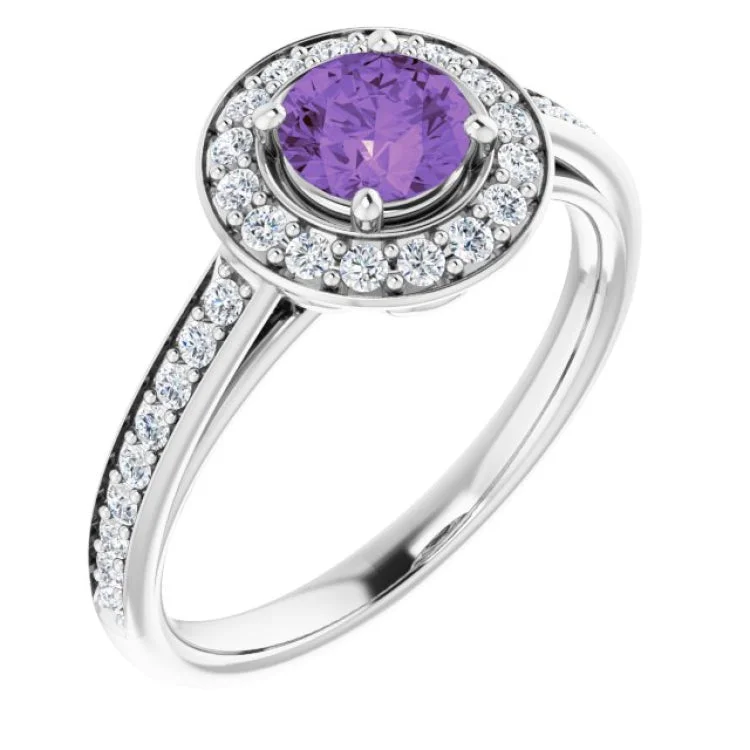 Ladies rings online store -Sterling Silver Natural Amethyst & 1/3 CTW Natural Diamond Ring