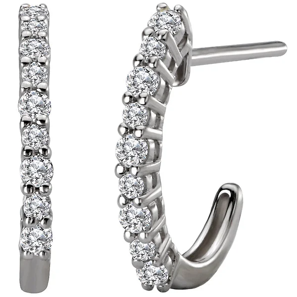 Ladies earrings best friend -Ladies Diamond Hoop Earrings