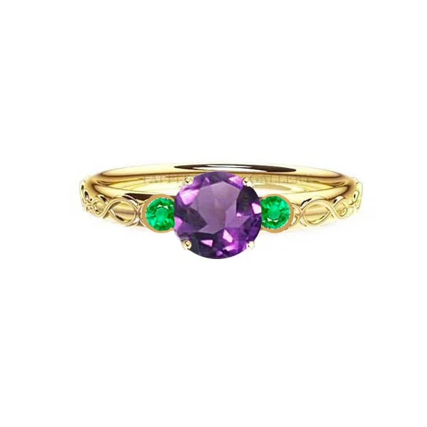 Ladies engagement rings forever diamond -SCOTTISH INFINITY CELTIC ENGAGEMENT RING WITH AMETHYST AND EMERALD