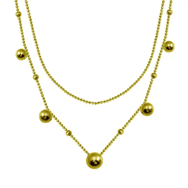 ladies necklaces celebration-Gold Plated 925 Sterling Silver Multi Beaded Necklace - ITN00139-GP