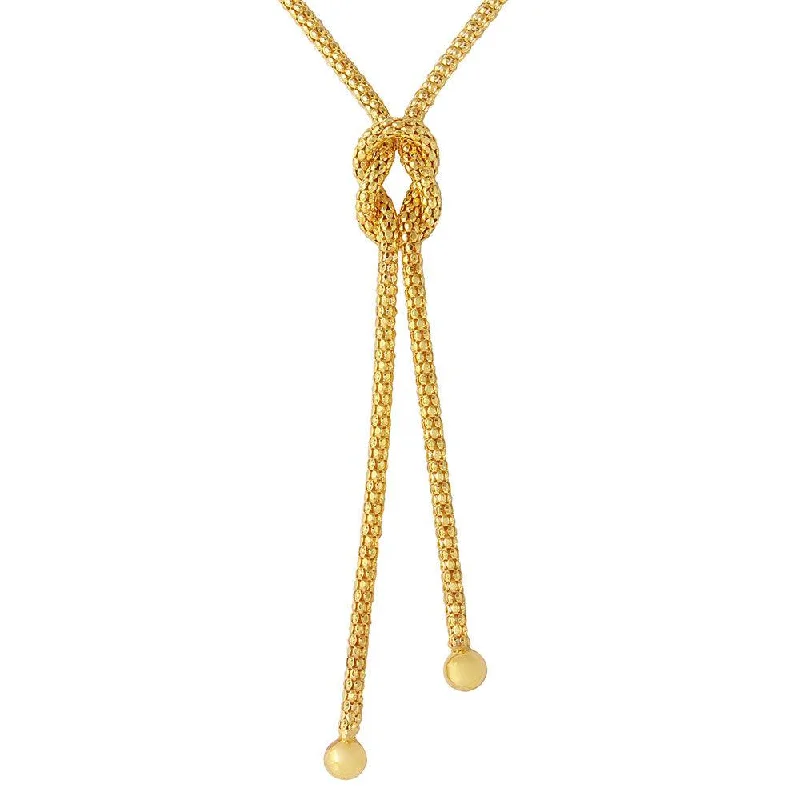 ladies necklaces couple-Silver 925 Gold Plated Dangling Knot Necklace - ARN00015GP