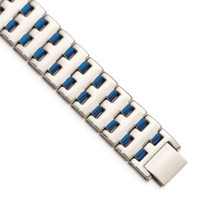 ladies bracelets yellow gold-Stainless Steel Blue IP-plated Bracelet