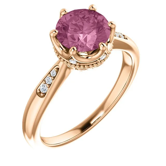 Ladies rings autumn tones -14KT GOLD BABY PINK PASSION TOPAZ & .06 CTW DIAMOND ACCENT RING