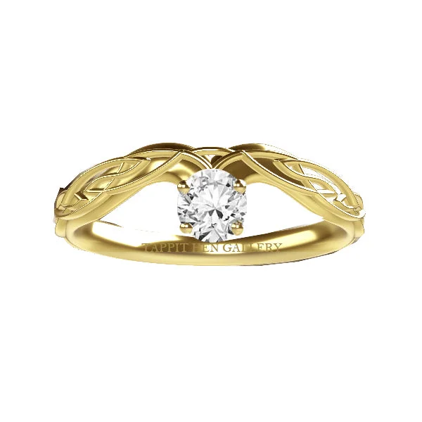 Ladies engagement rings tension set -CELTIC FLOW WISHBONE DIAMOND ENGAGEMENT RING IN 9CT YELLOW GOLD