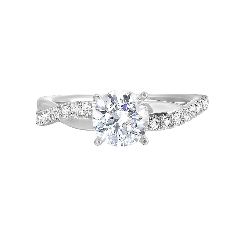 Ladies engagement rings emerald halo -1/5 Ctw Daphne Diamond Criss Cross Engagement Ring Setting in 14 Karat White Gold