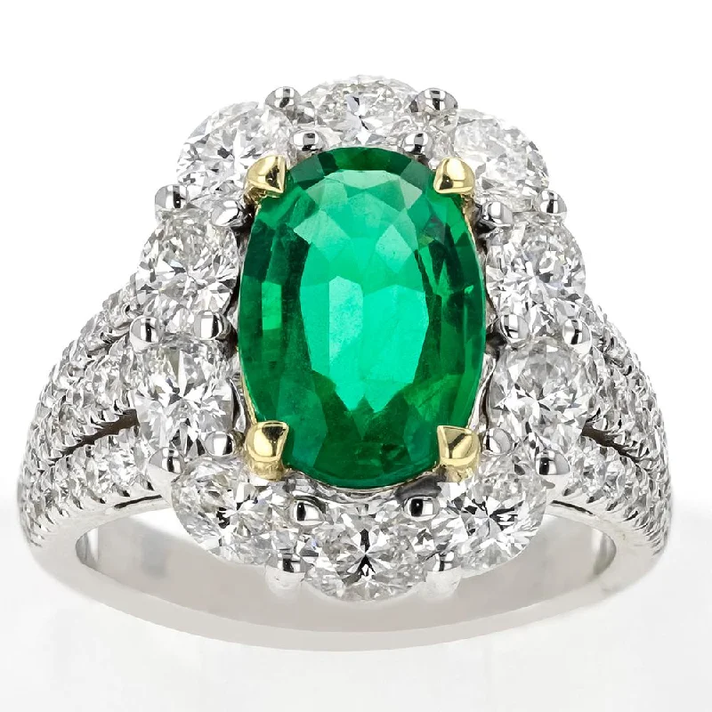 Ladies rings infinity symbol -JULEVE 2.03CT EMERALD & 2.29CT DIAMOND RING