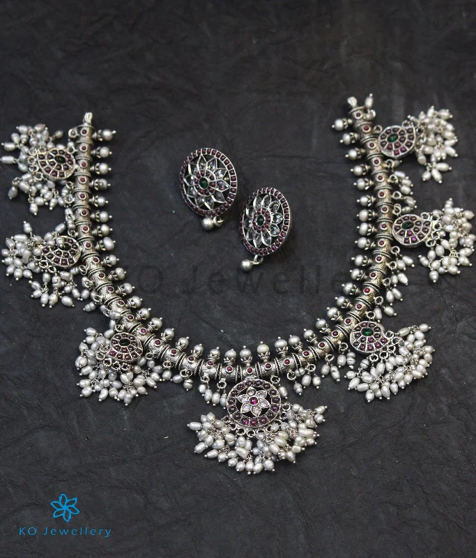 ladies necklaces stores-The Vidisha Silver Guttapusalu Necklace