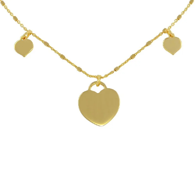 ladies necklaces 1920s-Gold Plated 925 Sterling Silver Triple Heart Choker Necklace - ECN00037GP